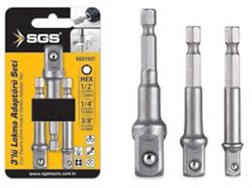 SGS 3'LÜ LOKMA ADAPTÖRÜ SET 1/2"- 1/4"- 3/8" ( HEX )